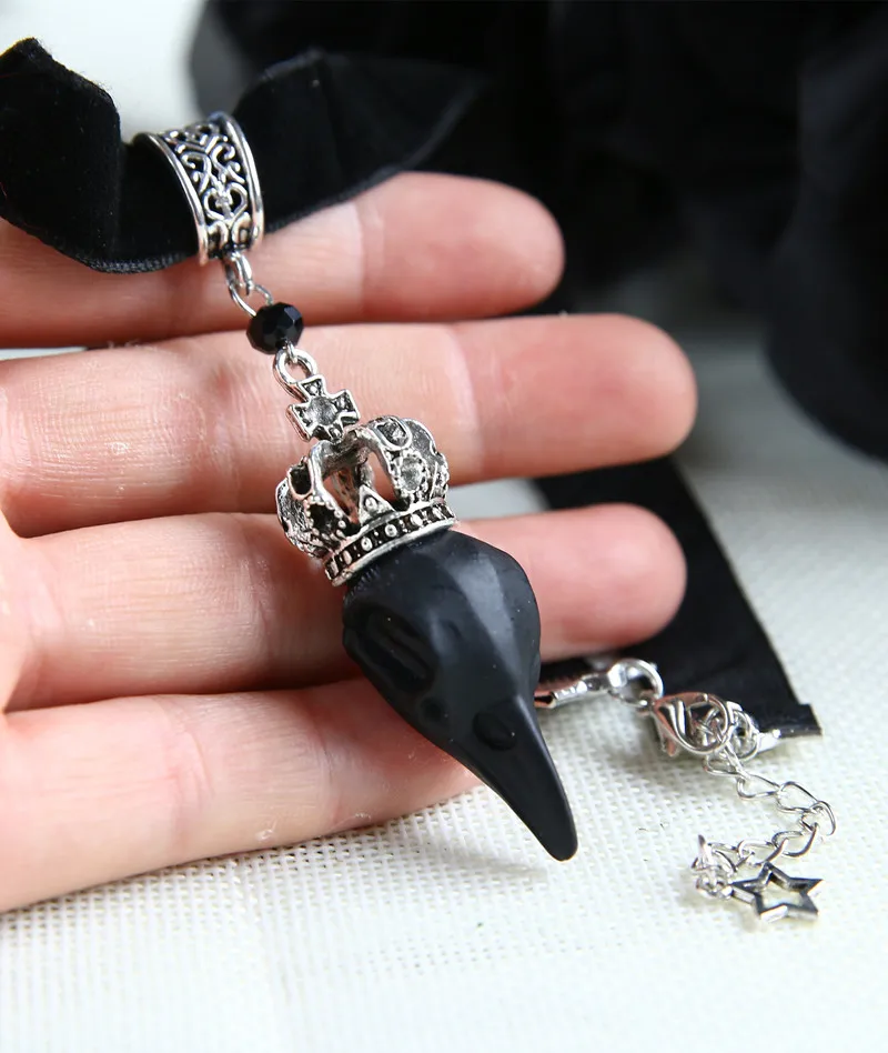 Black Raven Necklace,skull Raven With 