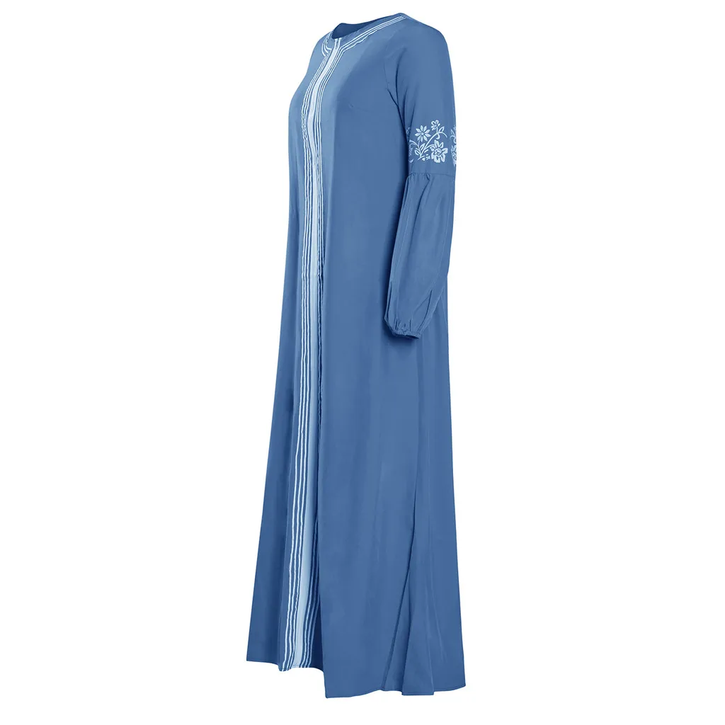 Мусульманское платье abaya, длинное платье, Ближний Восток, Рамадан, Арабский исламский стиль, одежда с принтом, винтажный кафтан, исламские макси платья, W905