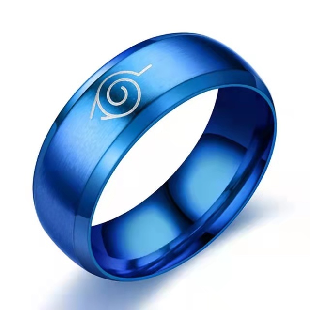 17 Models New Leaf Ring Konoha Uzumaki Symbal Logo Sign Sasuke Itachi Ninja Fashion Stainless Steel Anime Jewelry Cosplay