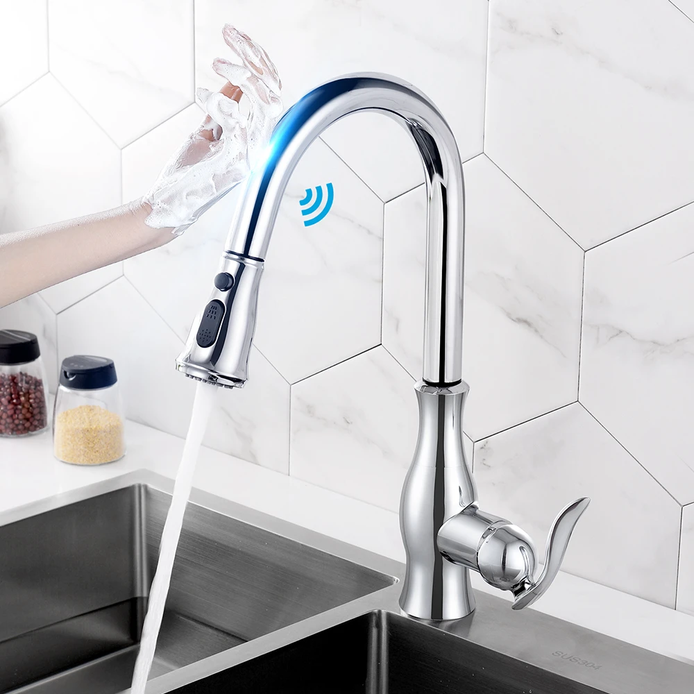 Brushed Nickel Smart Touch Control Kitchen Faucet Touch Induction Faucets Brushed Nickel Smart Touch Control Kitchen Faucet Touch Induction Faucets