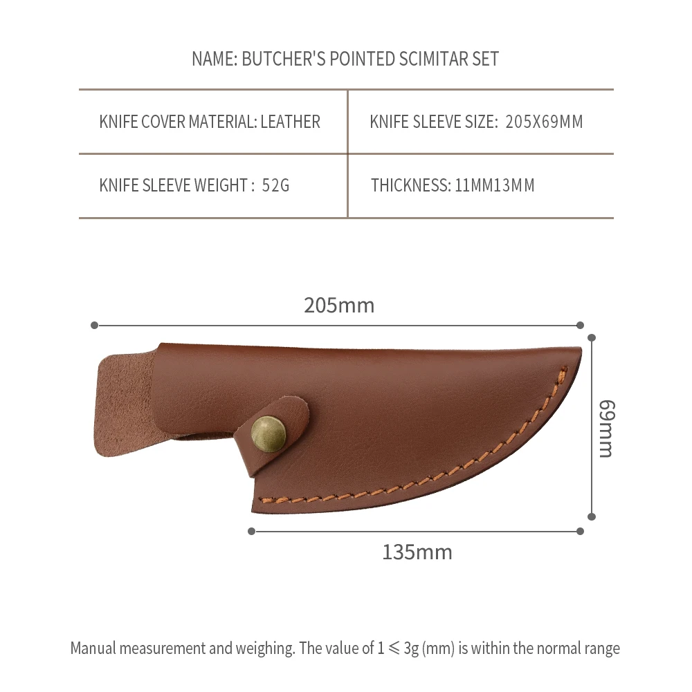leather sheath Высокое качество, Высокоуглеродистая сталь, ковка, обвалка, кемпинг, сербийский нож, ручная работа, шеф-повар, Полный Тан, нарезанный кухонный нож для мясника - Цвет: leather sheath