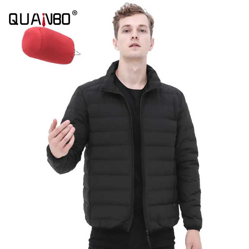 

QUANBO Mens Seamless Down Slim Fit Jacket High Quality Brand Clothing