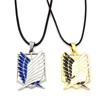 

10pcs/lot Attack on Titan Necklace Survey Corps Logo Metal Pendant Necklace For Women Men Jewelry Black Rope Chains Colar Gifts