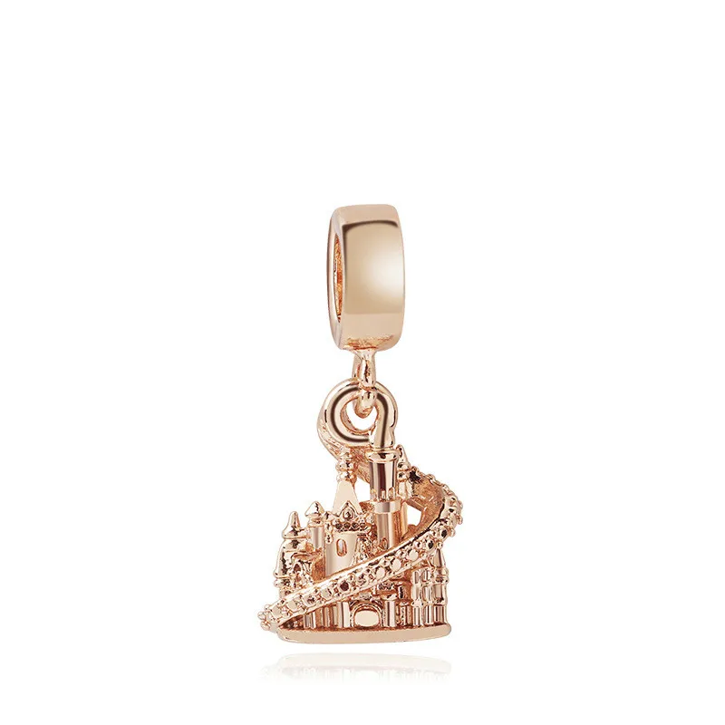 5PCS-Fashion-Rose-Gold-Metal-Bead-Pendant-Cartoon-Princess-Castle-Dangle-Charms-Fit-Original-Bracelet-DIY