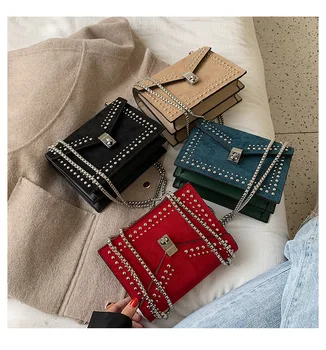 

Women Shoulder Bags Small Pu Leather Handbags For Female Crossbody Bags Vintage Crossbody Bags Travel Chain Rivet Lock Small