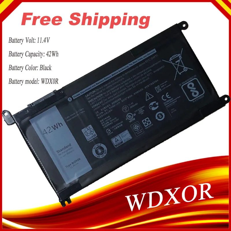 Аккумулятор для ноутбука WDX0R T2JX4 3CRH3 WDXOR Dell Inspiron 13 5000 5368 5378 7368 14 7000 7560 7460 5567 15MF PRO 1508T