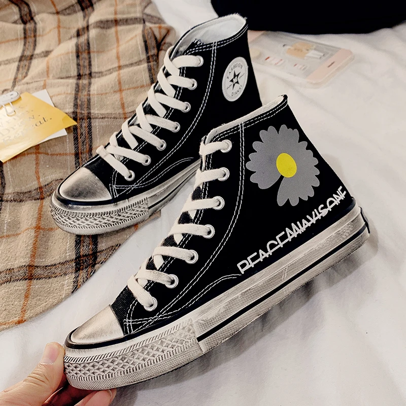 

Spring/Autumn High Top Women Fashion Canvas Casual Shoes Sneakers Breathable Flat Driving Vulcanize Walking Zapatos Mujer W36-07