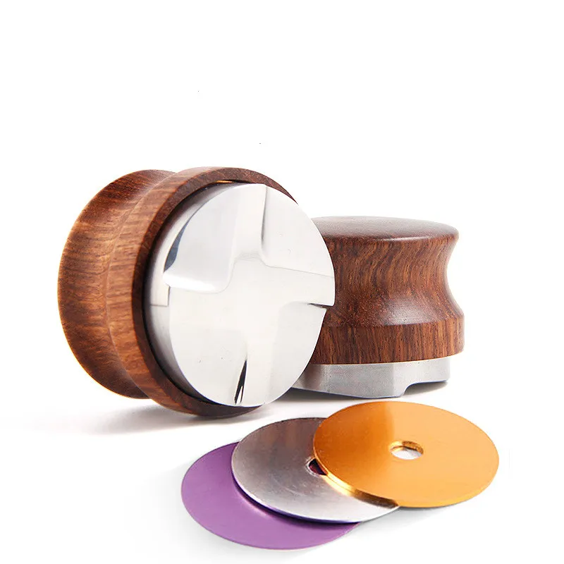 

Wooden 58.35mm Espresso Coffee Macaron Cloth Powder 58.35mm Rosewood Cover Fill Level Powder Hammer Adjustable Height Gasket