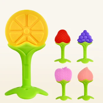 

5 Style Fruit Shape Baby Teether Baby Teething Toys Food Grade Silicone Teether Baby Dental Care Strengthening Tooth Training