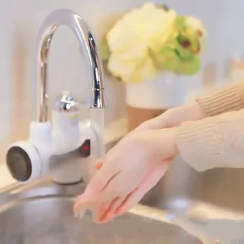 

ABS LED Digital Display Home Kitchen Faucet Instant Heating Electric Water Heater Tap High Temp Resistant Deck Mounted Faucets