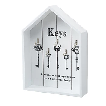 

Wall Mounted With Hooks Key Holder Vintage Bedroom Office Hanging Cottage Letter Rack Storage Wood Decoration Organizer