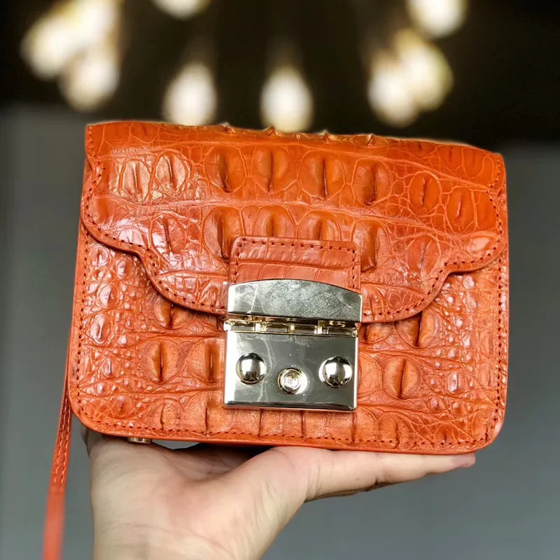 Натуральная кожа аллигатора Женский мини кошелек с клапаном сумка на плечо из