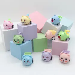 Mecanismo de relojería de dibujos animados para niños, juguete deslizante inercial para niños, coche de animales, regalo de cumpleaños y Navidad, 10 piezas