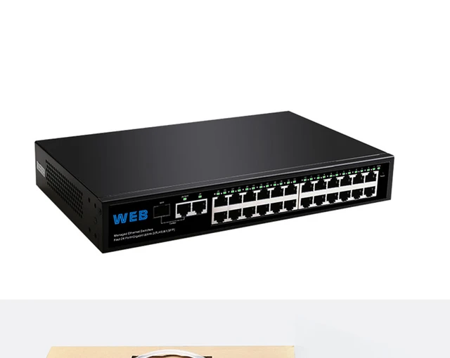 24 Port 10/100Mbps+2 Port Gigabit+1xSFP Ethernet Network Switch RJ45 VLAN  Isolation WEB Managed Network Desktop Switch - AliExpress