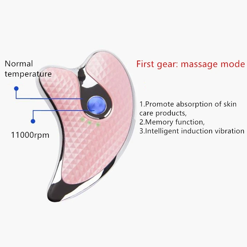  Pink USB Rechargeable Electric Face Lifting Device Guasha Massage Machine 