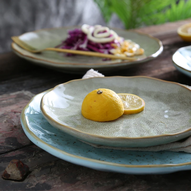 Керамика творчески оформленное блюдо тарелка хозяйственная тарелка Ресторан столовые приборы круглый ретро скандинавские посуда и тарелки наборы кухни