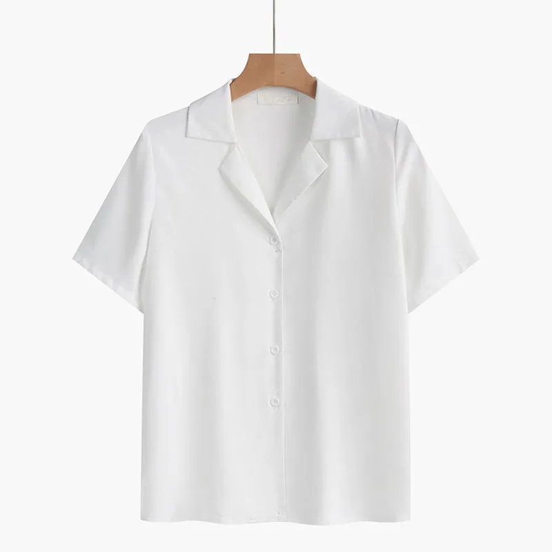 

2021 Summer white Thin Blouse Women Blouses and Tops Vintage Shirts Casual Short Sleeve Tops women
