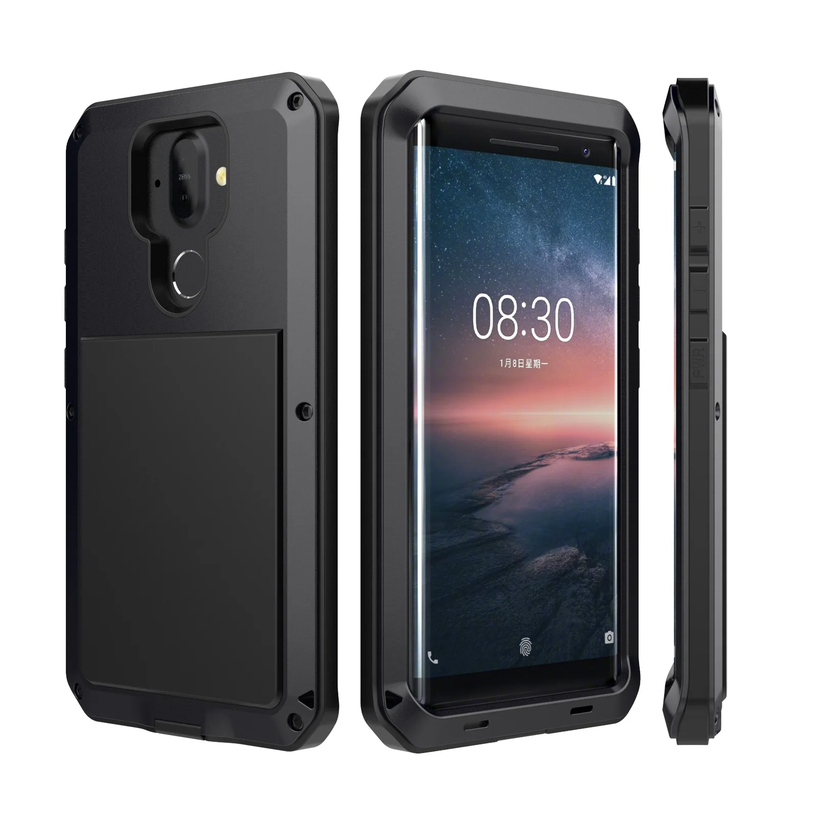 Гибридный чехол 360 с полной защитой для Nokia 8 Sirocco алюминиевый металлический