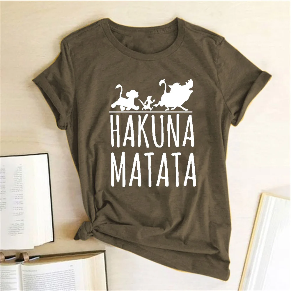 Hakuna Matata T Shirt Female Women Fashion Cute Short Sleeve Crewneck Hipster T Shirt Playeras De Mujer De Moda 2019 Graphic Tee
