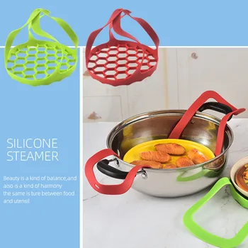 

Kitchen Durable Portable Silicone Food Sling Lifter Steamer Heat Resistant Multifunction Egg Steamer Rack Bakeware