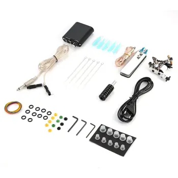 

Colorful Craved Flower Complete Beginner Tattoo Kit Pro Machine Inks Power Supply Needle Grips Tips Tatto Accessories EU plug