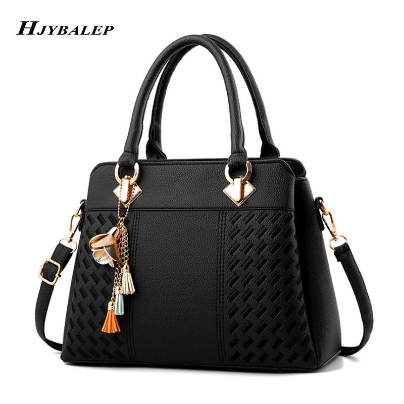 

Fashion Women Handbags Tassel PU Leather Totes Bag Top-handle Embroidery Crossbody Bag Lady Simple Style Shoulder Bags bolsa