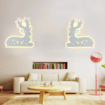 

Creative Acrylic LED Wall Light Cartoon Deer Cat Kids Night Light Sconce Wandlamp Modern Bedroom Bedside Lamp Restaurante Lights