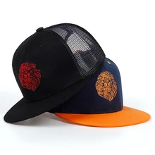 High quality lion face embroidery snapback cap cool king hip hop hat for boys and girls baseball cap hats
