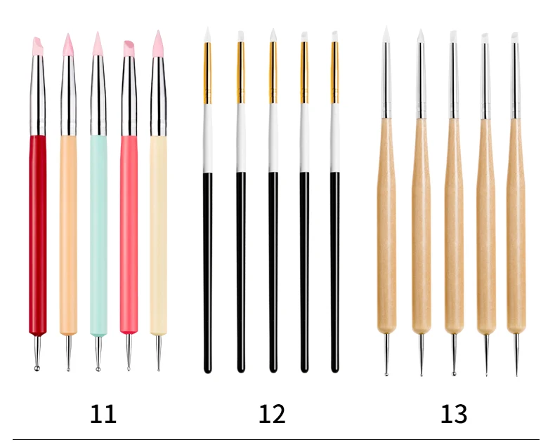 Двухдиапазонный Wi-end 5 шт./компл. нейл-арта Скульптура рельеф резьбы нажмите с силой так, живопись Советы Rhinetstone сбор, инструменты для маникюра, Кисть Силиконовая ручка