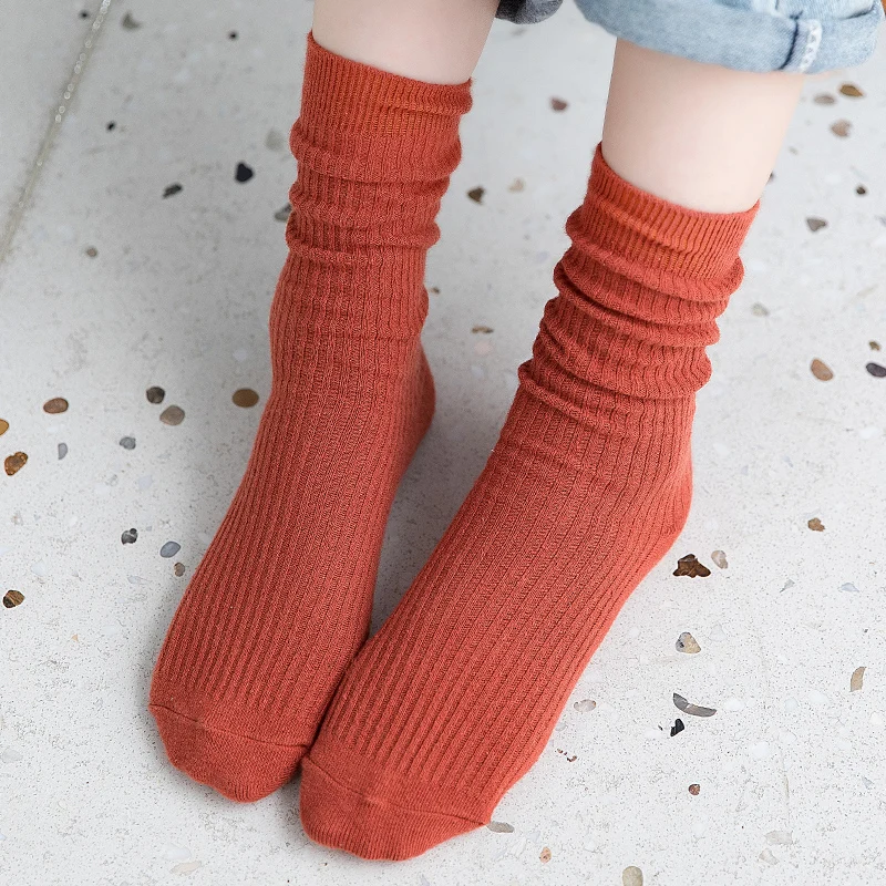 Хлопковые женские носки толстые высокие носки в японском стиле Новинка kawaii дышащие повседневные тонкие длинные носки лето осень 1 пара