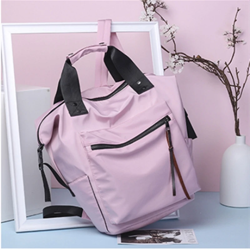 Водонепроницаемый нейлоновый женский рюкзак школьные сумки на молнии для подростков девочек маленький подвесной рюкзак женский многофункциональный рюкзак - Цвет: Розовый