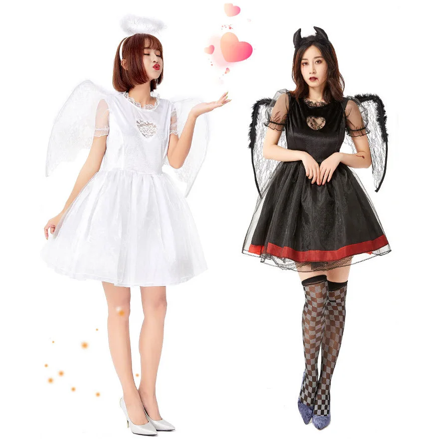Zhomecos Disfraz De Angel Y Demonio Para Nina Y Mujer Falda Alada Vestido De Diablo Para Fiesta De Halloween Aliexpress