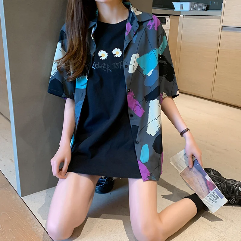 2020 New Summer Korean Shirts and Blouse Womens Streetwear Modis Ladies Tie Dye Shirt Women Tops Blusas Feminine Harajuku Shirt