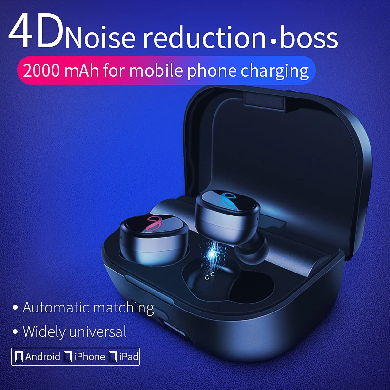MINGGE беспроводные стерео наушники Bluetooth V5.0 бинауральные звонки 2500 зарядный чехол