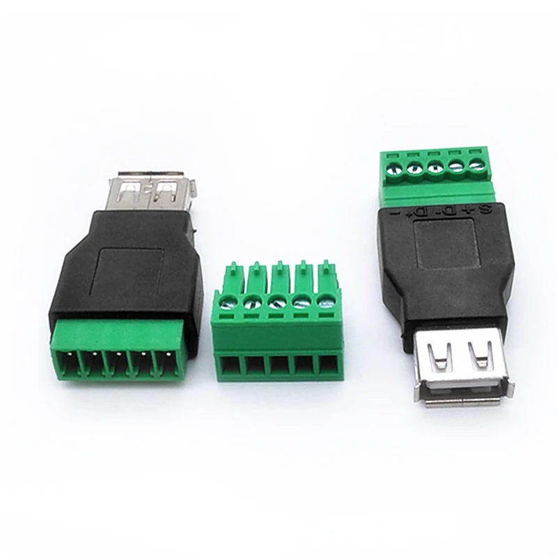 Переходник с USB мама на зеленый терминал удлинитель 5-контактный Бесплатная пайка