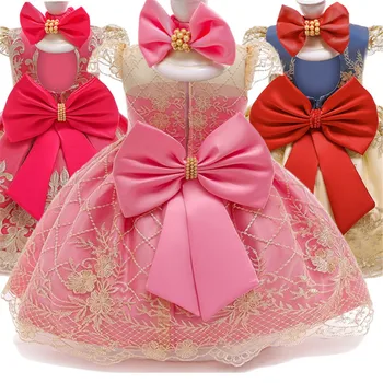 

Baby Girl Princess Dresses For Baby lace Embroidery costume 1 Year Birthday Dress Wedding Retro Court Newborn Baby Clothing