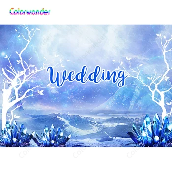 

Photo background crystal silver tree lightning snow mountain romantic wedding