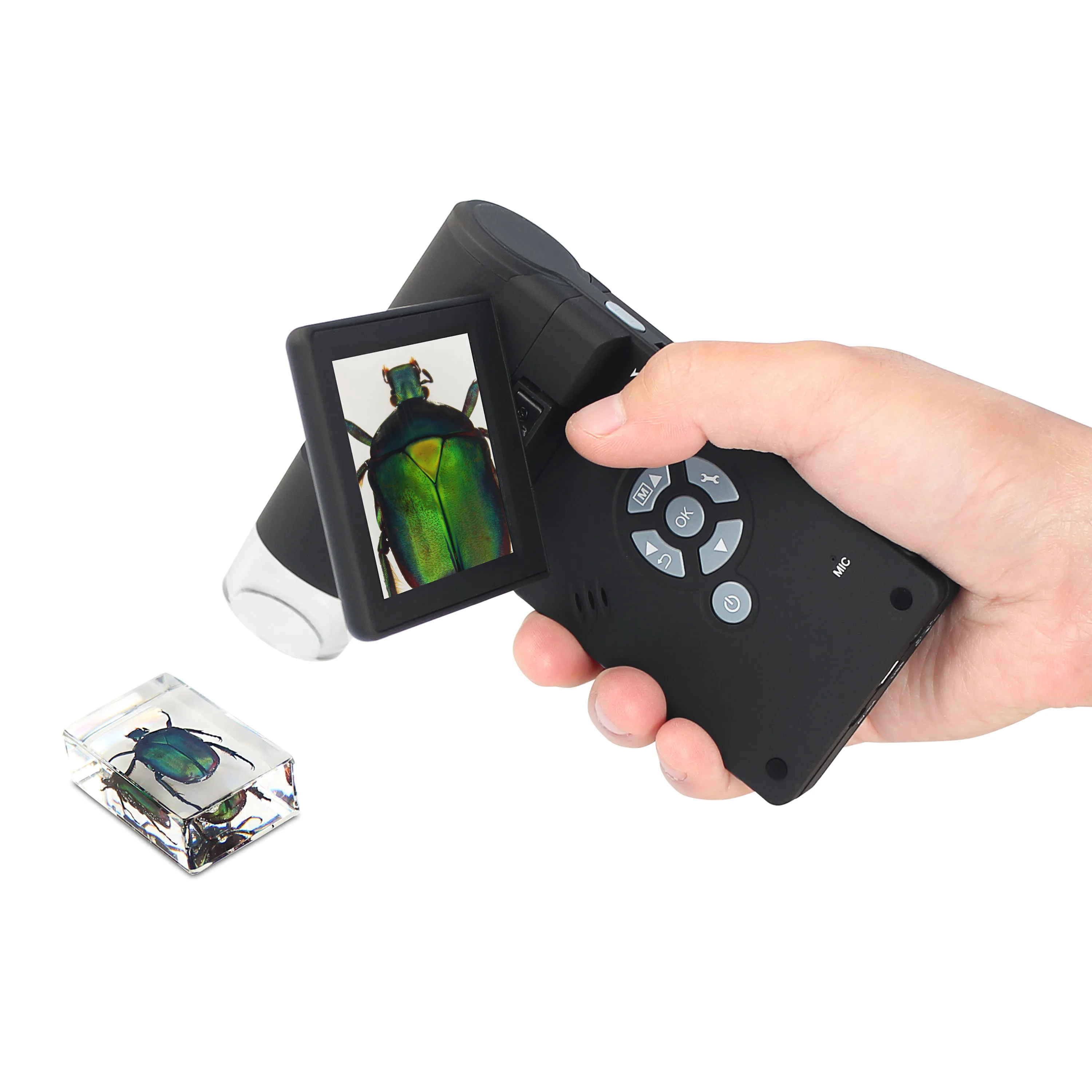 

5M Handheld Mobile LCD Digital Microscope 8 LED 200X - 500x by Digital Magnification 8G Micro-SD Photo and Video Capture