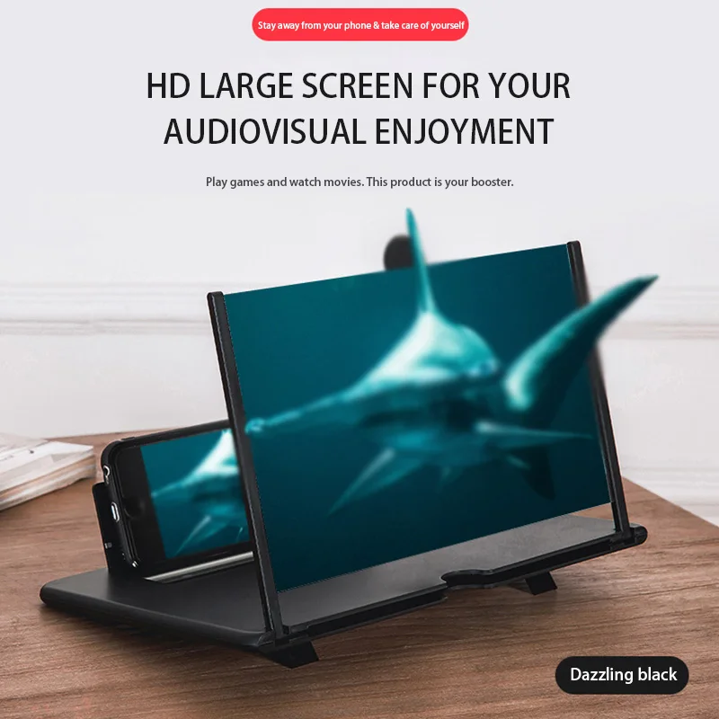 

10 Inch 3D Phone Screen Amplifier Mobile Phone Magnifier Glass HD Stand for Video Folding Screen Enlarged Eyes Protection Holder