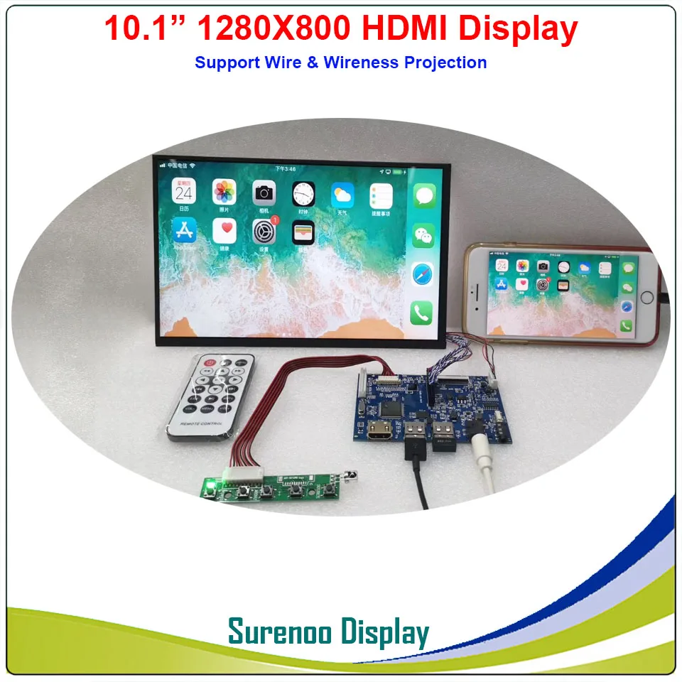 10," 1280*800 HDMI ips ЖК-модуль монитор дисплей экран панель с USB Wifi для Apple и Android провода/Wireness проекции