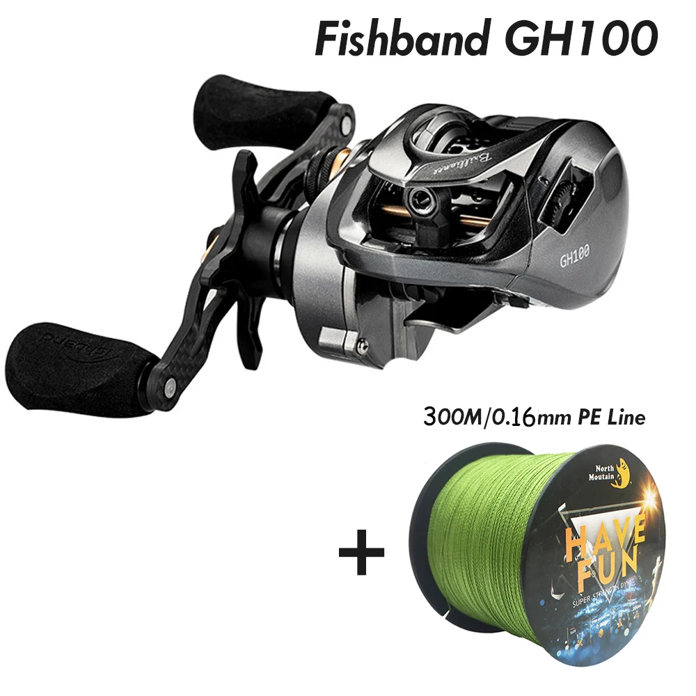 Fishband baitcasing Reel GH100 GH150 7,2: 1 приманка для ловли карпа, литая Рыболовная катушка для окуня форели, tilapia, рыболовные снасти - Цвет: GH100-300M-1.0