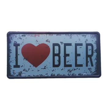 

I LOVE BEER Car License Plate Vintage Metal Tin Signs Bar Pub Cafe Home Bar Club Wall Home Decoration
