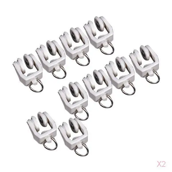 20Pcs High Quality Plastic Bathroom Shower Window Curtain Track Rail Runners Slider Drapery Hooks