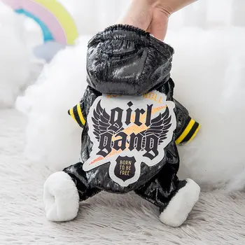 

Coat Jumpsuits Dog Clothes Fashion for Dogs Clothing Pet Outfits Small Winter Thermal Yorkies Print Black Boy Ropa Para Perro
