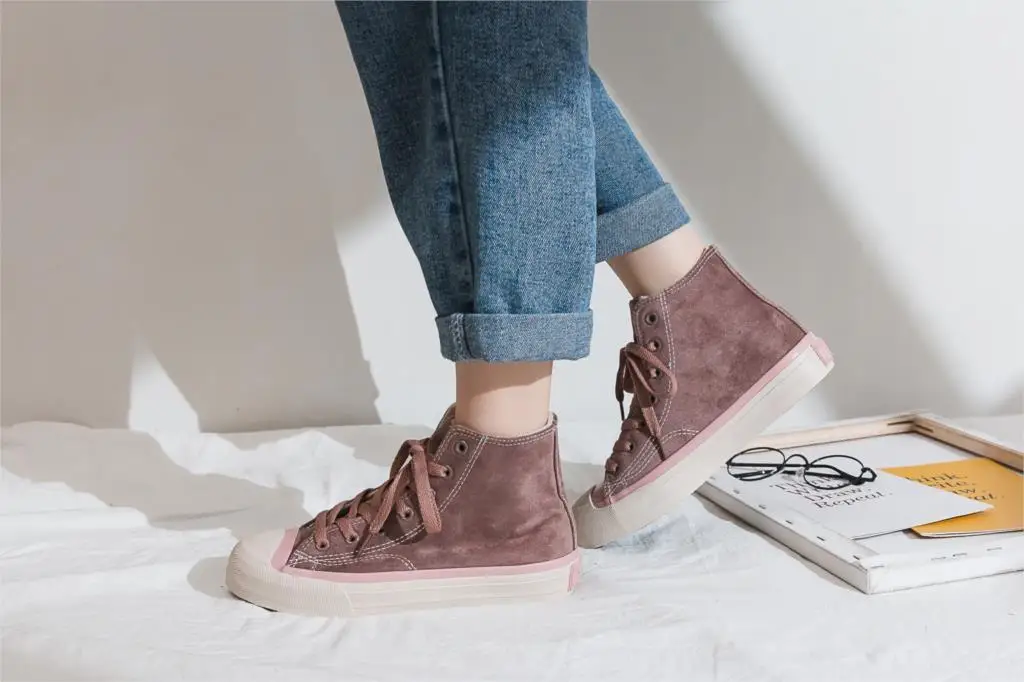 Winter Plush High-Top Women Canvas Shoes Comfortable Flat Warm Breathable Flock Shoes Winter New Fashion Trendy Shoes Women