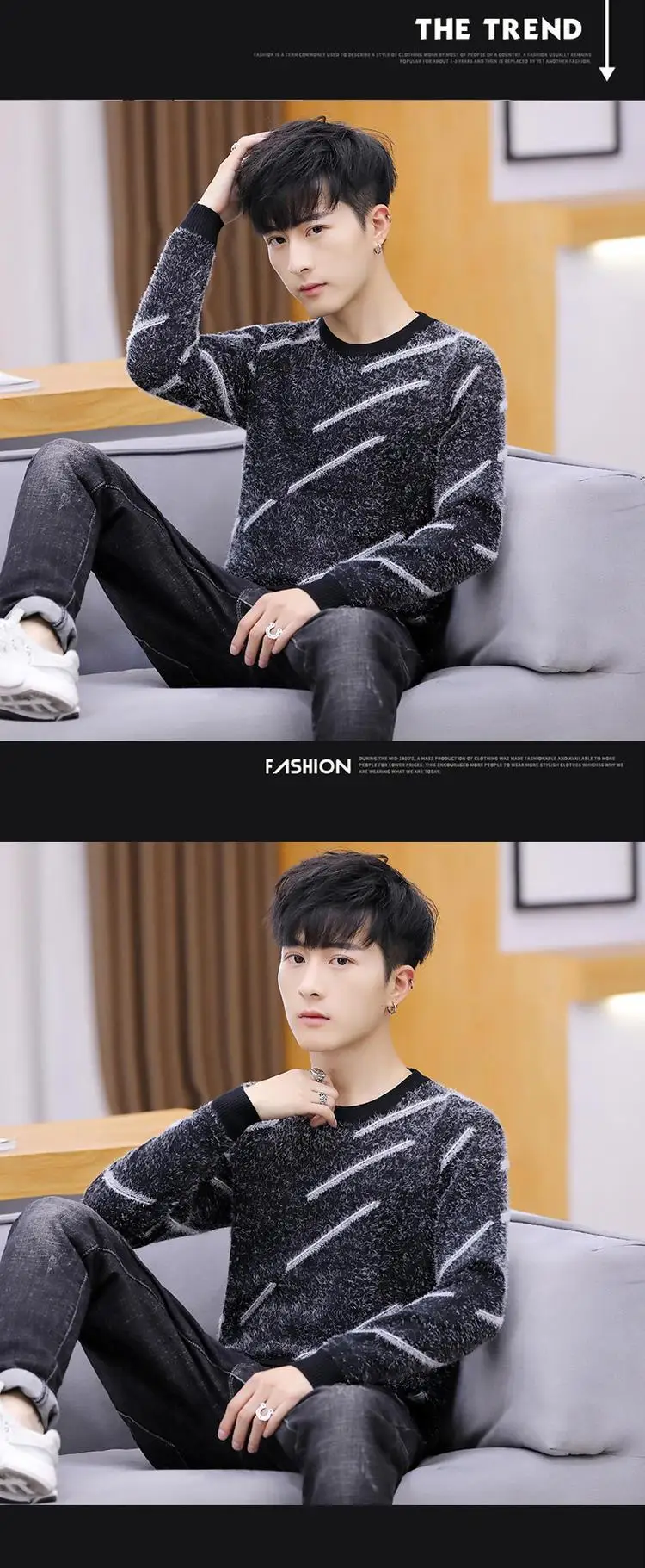Men's fashion autumn / winter sweater Casual Striped Men O-Neck Pullovers Knitted Male Long Sleeve Mens Sweaters Knitwear