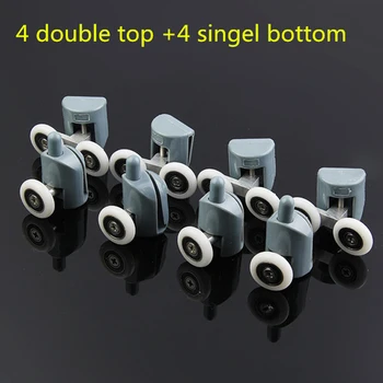 

8* Shower Rooms Cabins Pulley &Shower Room Roller /Runners/Wheels/Pulleys Diameter 22MM (4double top +4 singel bottom )