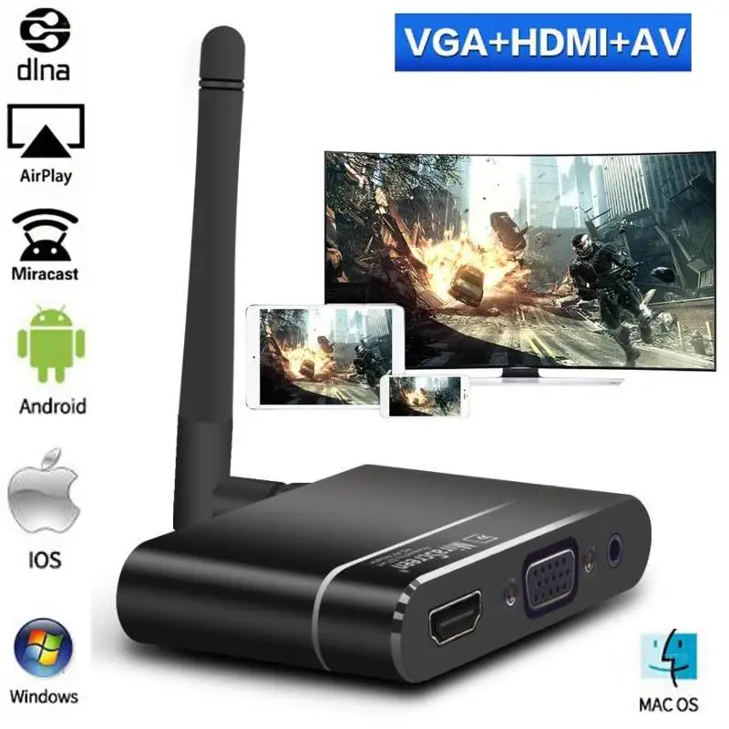 Mira экран X6W беспроводной HDMI VGA AV адаптер ТВ палка Wifi Дисплей ключ приемник Miracast Airplay зеркальный экран для iOS в автомобиль