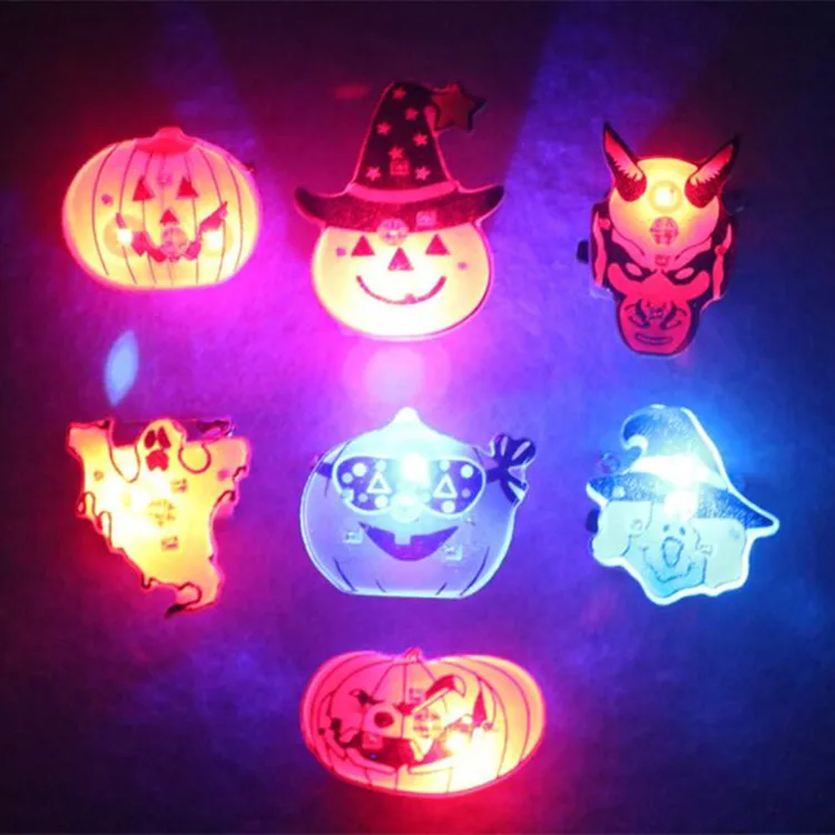 Halloween светящееся кольцо в виде приведения и тыквы вспышки кольца детского сада вечерние красочные брошь игрушка