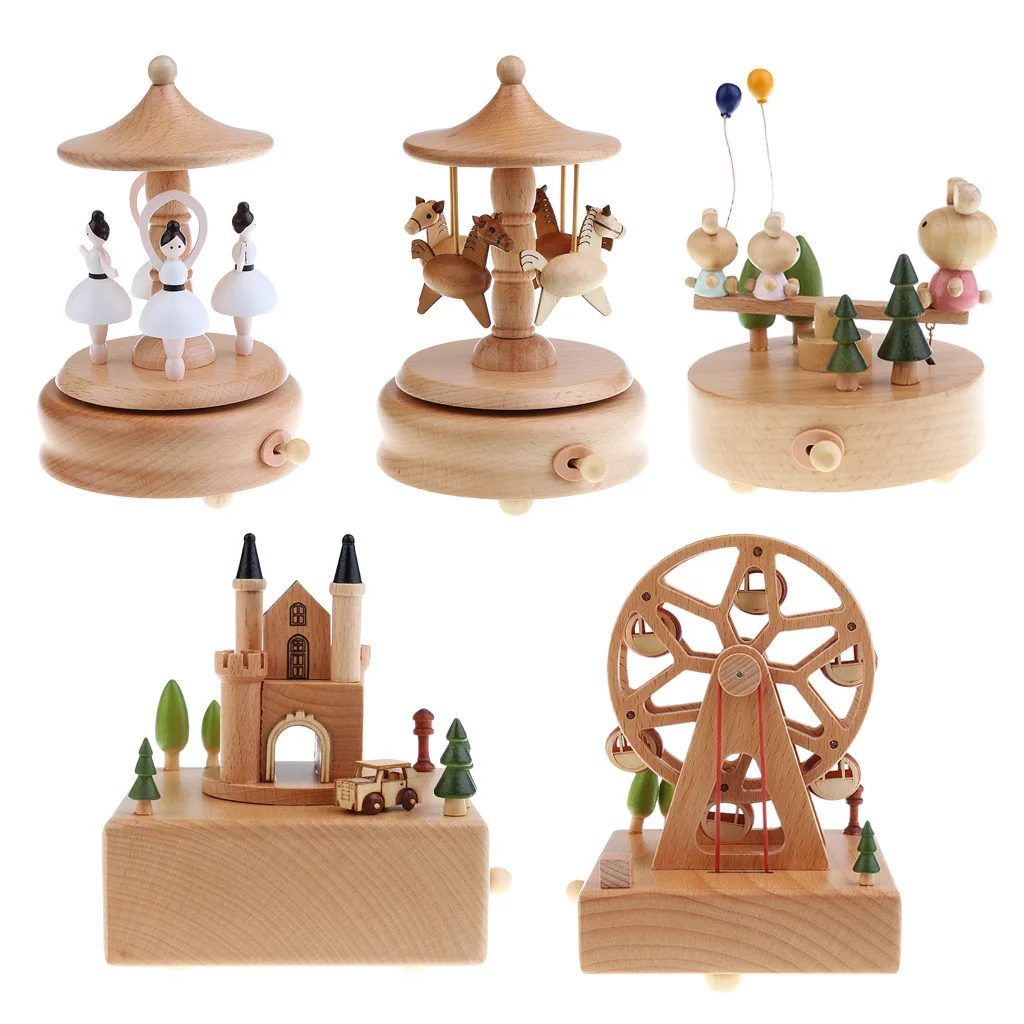 Wood Musical Box Customized Gift for Friends Lover Children - Plays ''Castle In The Sky'' Song